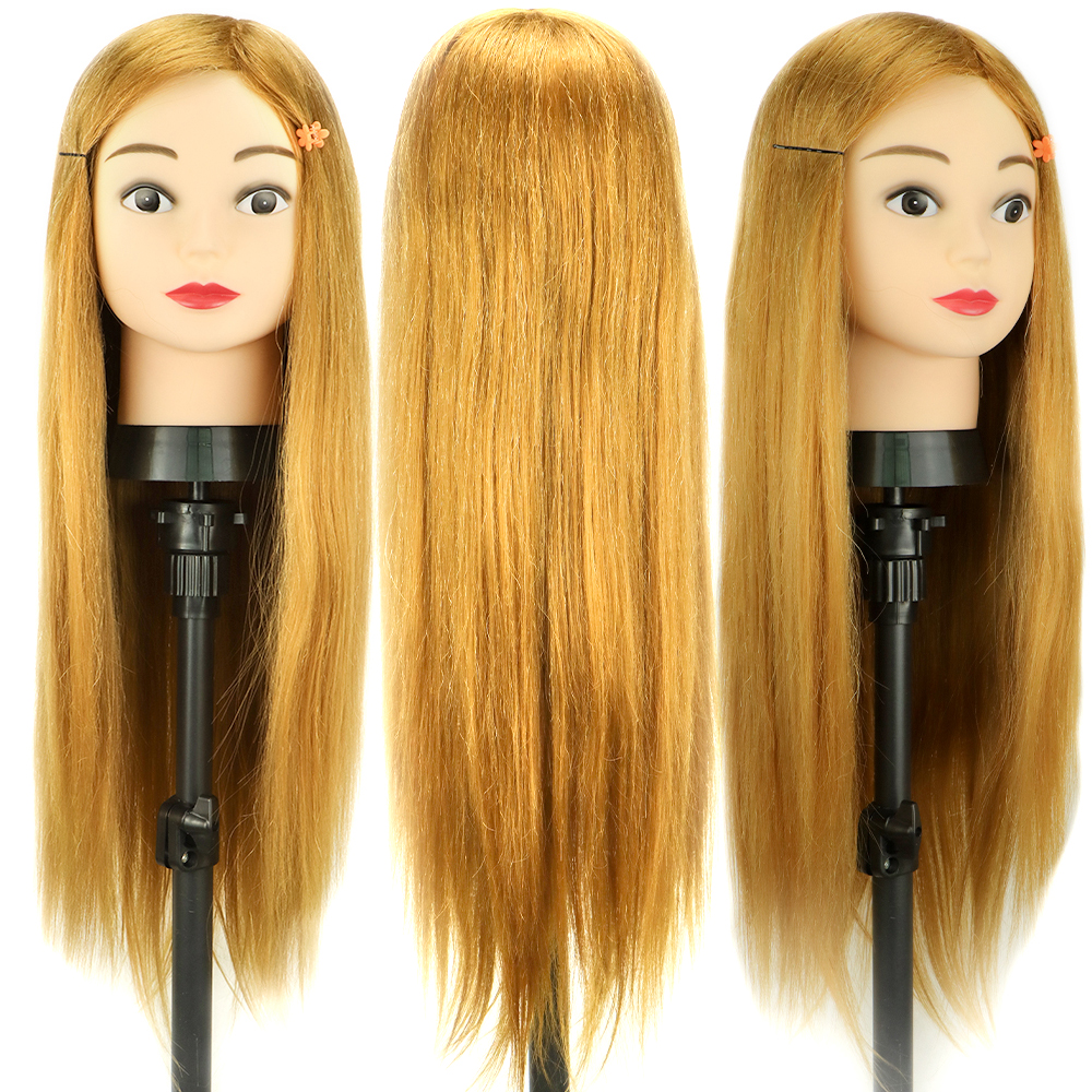 Professional 80% Human Hair Mannequin Head Training Head Kit Tanno Testa esercitarsi intrecciata acconciatura con regalo con regalo gratuito