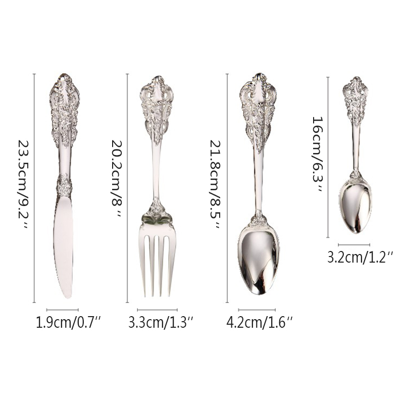 Wedding Luxury Silver Cutlery Set Silverware Western Royal Tableware Silver Dinnerware Dinner Fork Knife Christmas Gift