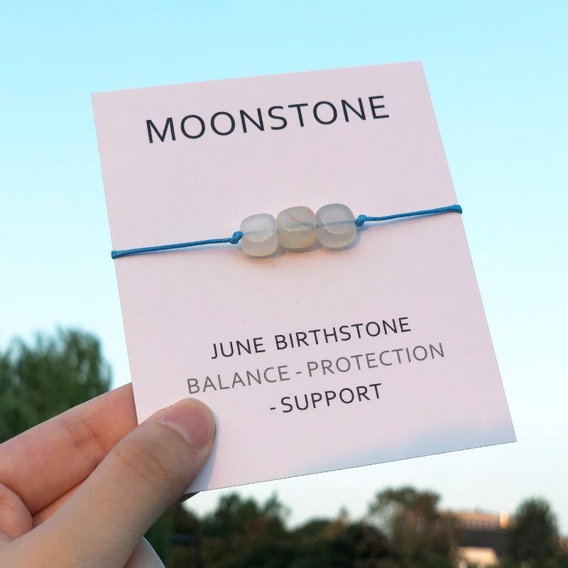 Moonstone Wish Bracelet White Moonstone June Birth Stone Friendship Bracelet for Women Men June Birth Stone Birthday Gift