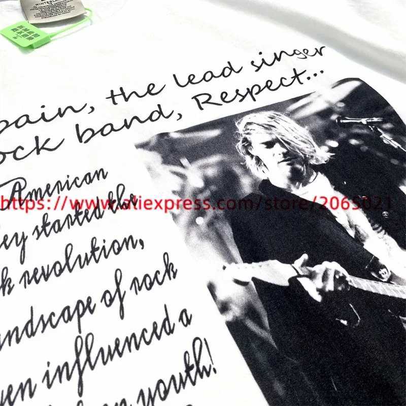 Camisetas masculinas Kurt Cobain Signature Print Pattern camise