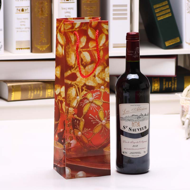 10st Color Single Plastic PP Red Wine Bottle Bag With Rope Handle Champagne Double Tote Packaging Box Beer Wine Package