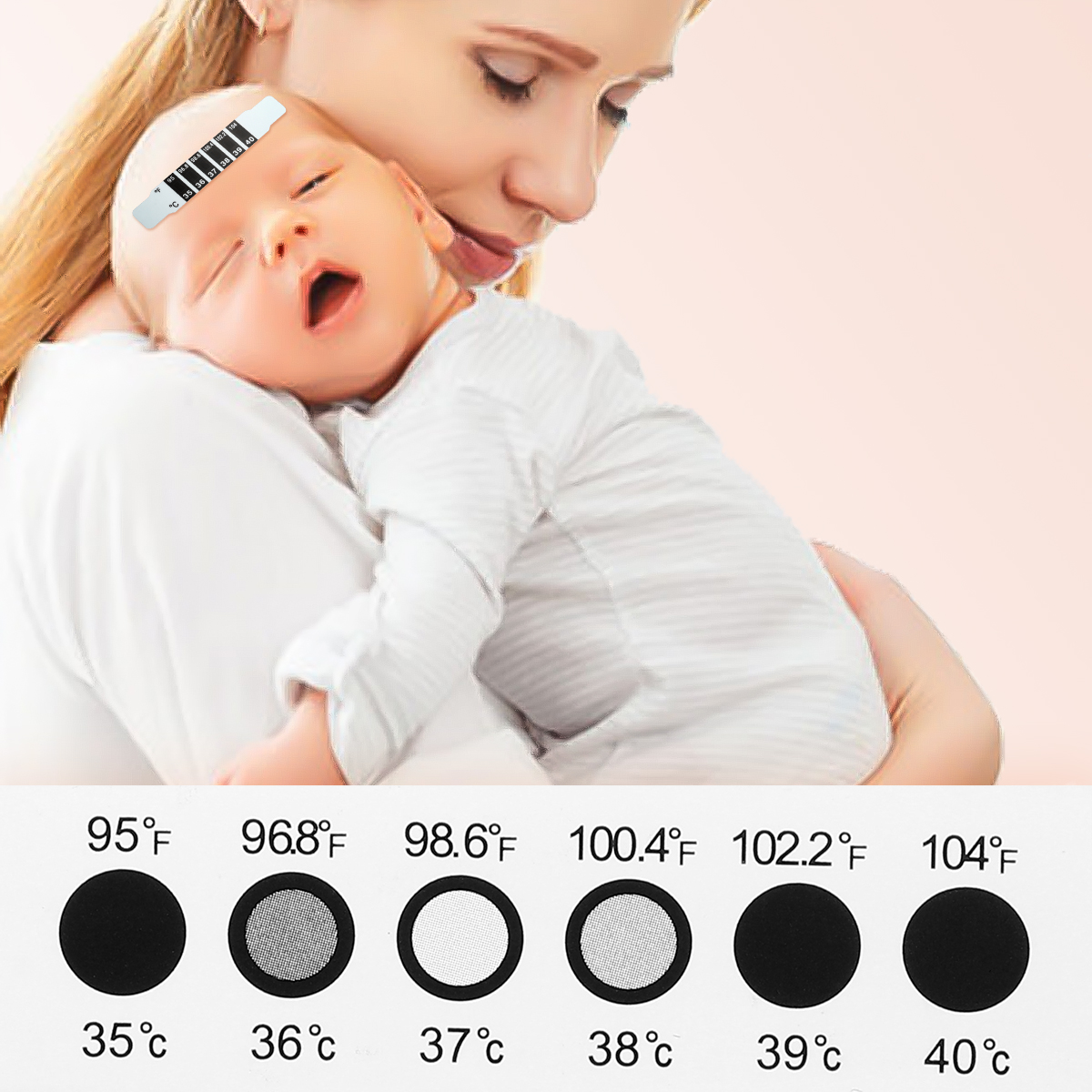 10-40 st återanvändbara huvudfeber temperatur klistermärken LCD termometer strip abs färgförändring pannans temperaturmätning klistermärke