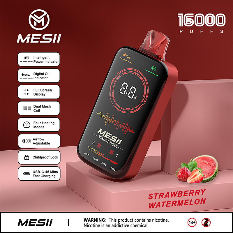 Pantalla completa Mesii Visual Boxx 15000 Puff 15k Puffas Vapes desechables Pen e Cigarrillo 2% 5% Vaporizador Recargable Batería de 600 mAh Reducido 18 ml POD MEDO VAPER