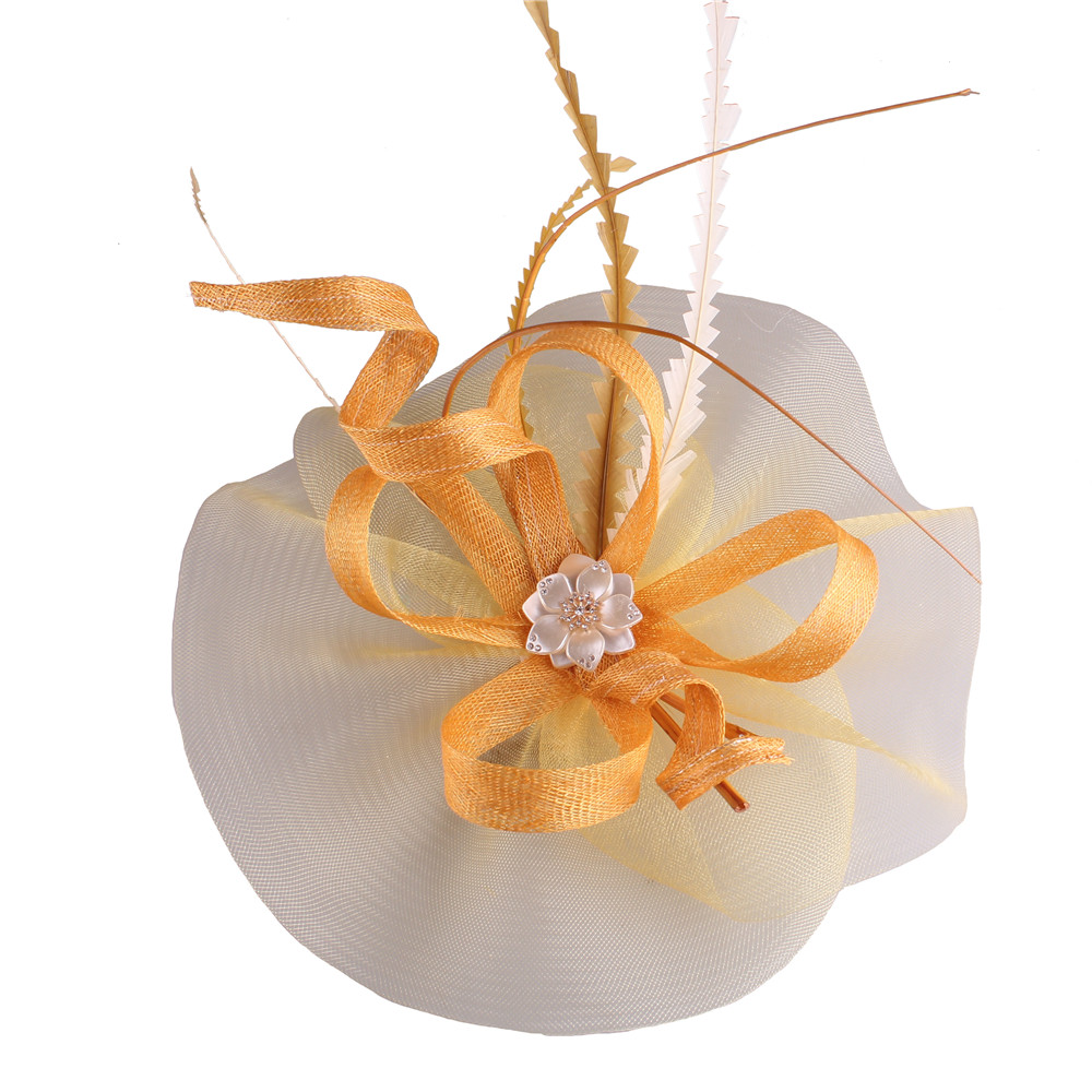 Leuke sinamay haar fascinator hoeden bruiloft hoofdteksel vrouwen veer kopstuk haarclip feest thee peal bruiloft chic fascinators hoed