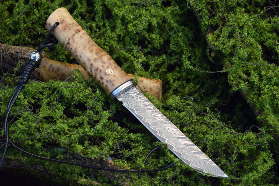 MM7734 Couteau droit de haute qualité Damas en acier à point droit à lame d'ombre en bois Handle de randonnée de camping extérieur couteaux de survie avec gaine en bois