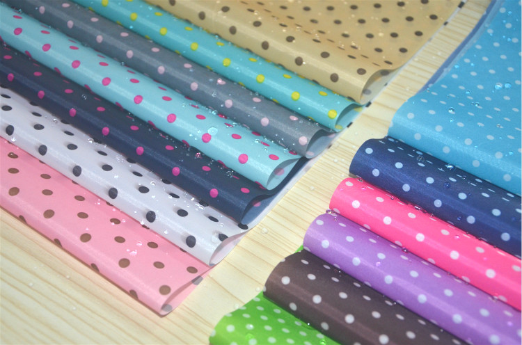 190T Polyester Taffeta PU coated dot printing Waterproof cloth DIY sewing umbrella tent fabric breadth 150cm