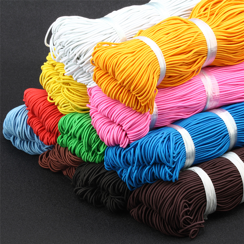 10 metros de 2 mm de corda elástica redonda colorida de alta qualidade Linha elástica de borracha elástica Acessórios de costura DIY Cordão de bungee