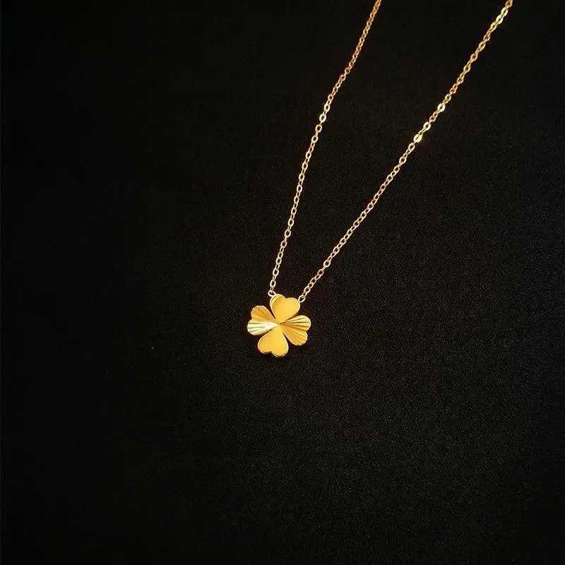 Hanger kettingen Lucky Four Clover ketting voor vrouwen roestvrijstalen bloem hanger Gold kleur kettingen mode bruiloft sieraden 2023 groothandel 240410