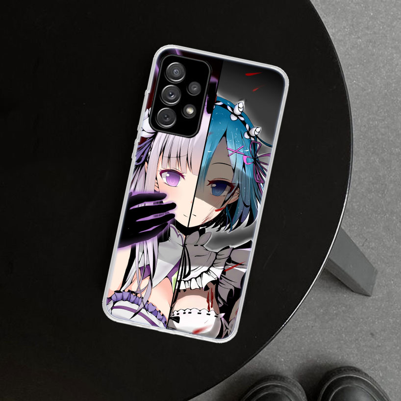 Anime Couverture de cas de téléphone REM mignon pour Samsung Galaxy A51 A71 A50 A70 A40 A30S A20E A10 A41 A31 A21S A11 A01 A6 A7 A8 A9