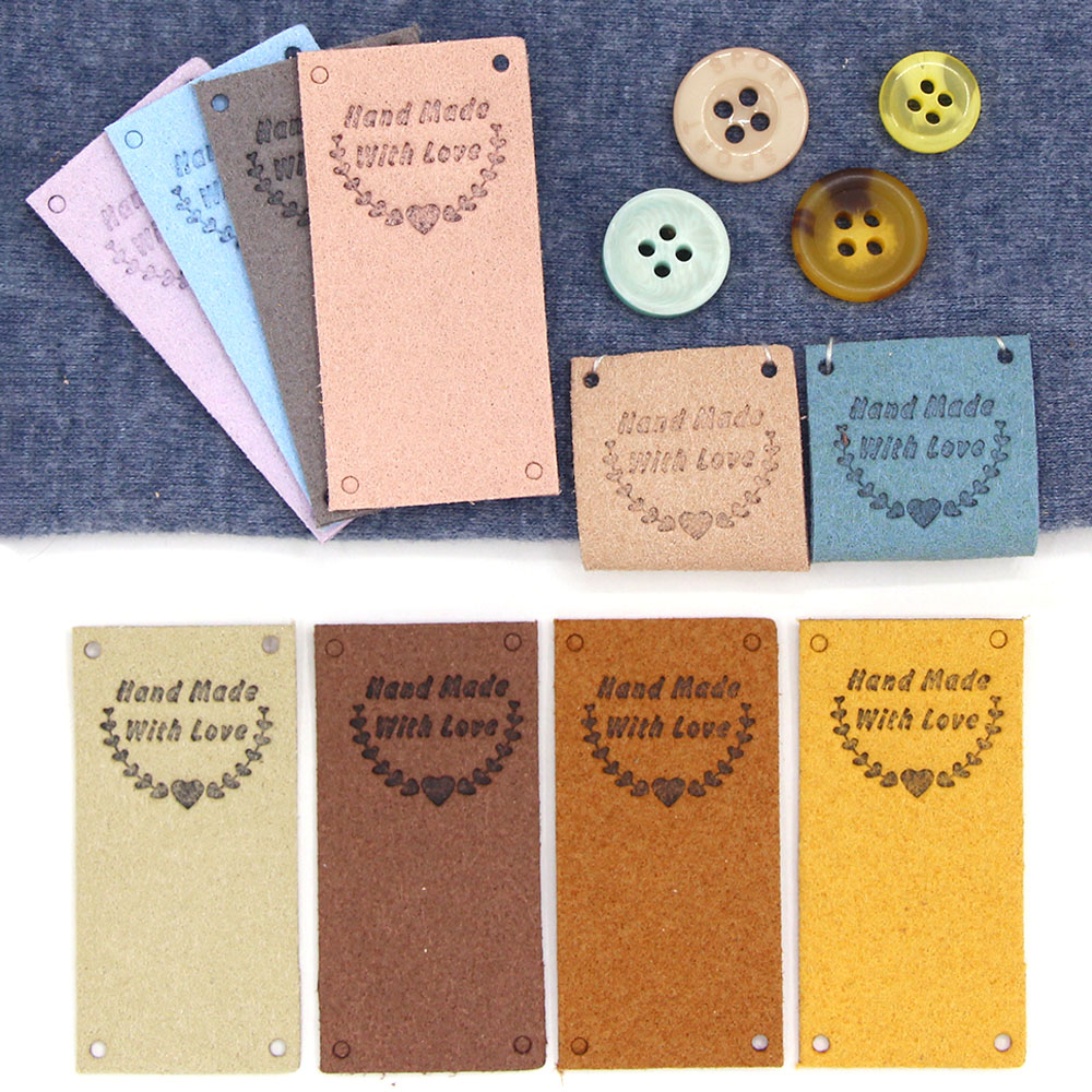 etiquetas tags feitas à mão com rótulos de amor para roupas Coração Made Made Made Leather Costura de costura 2.5*5cm