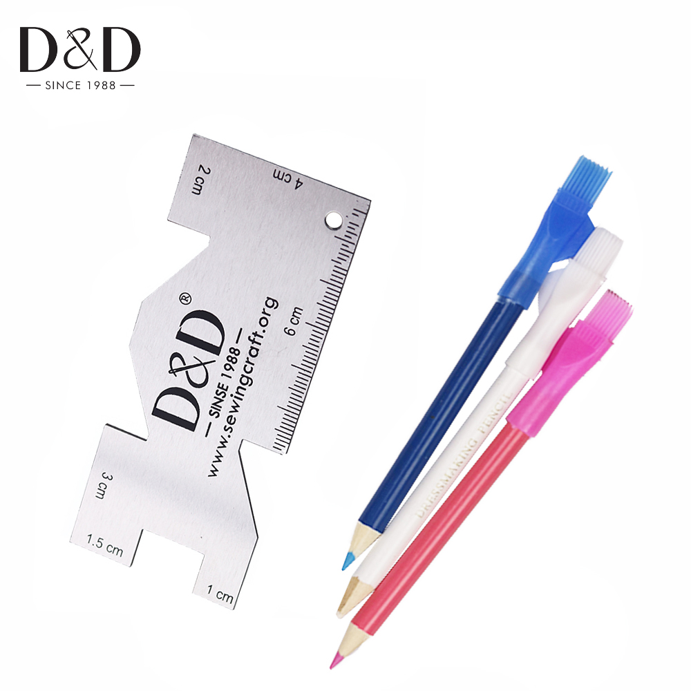 D-D-4Pcs-Sewing-Kit-Set-for-Quilting-Ruler-Metal-Ruler-Tailor-s-Sewing-Chalk-Tailor
