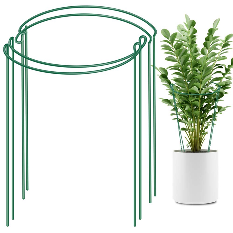 4 Pack Plant Support Stake Stake Metal Garden Plant Stake Green Half Round Plant Support Ring Plant Cage Plantondersteuning