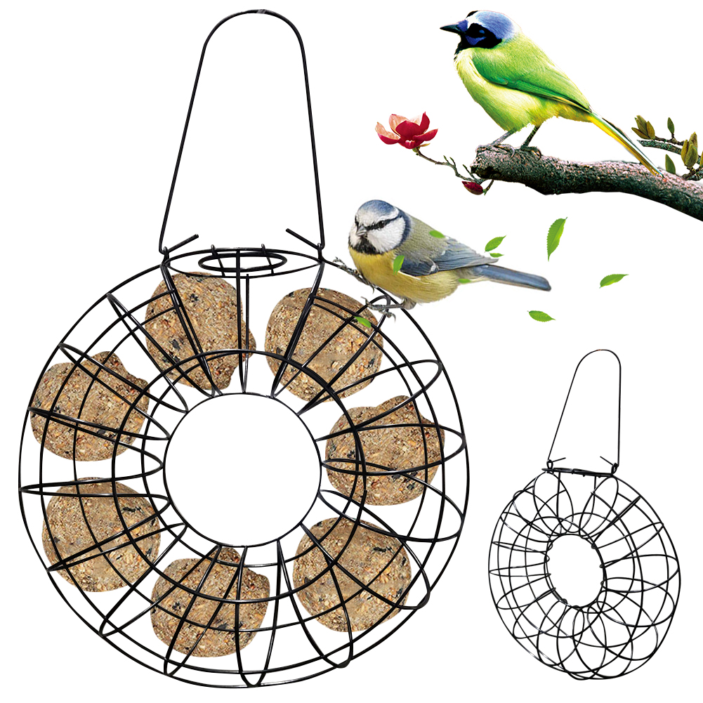 Fågelmatare utomhus hängande metall mesh fågel matning levererar vilda fåglar fett bollhållare matare stor matring för fåglar