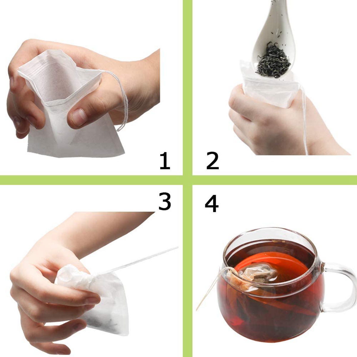 Disposable Tea Filter Bags for Loose Leaf Tea Degradable Non-woven Fabric Unbleached Empty Tea Bags Infuser Teabags