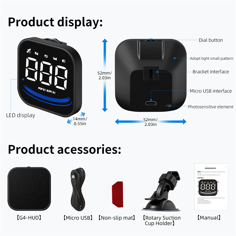 Auto OBD2 GPS head-up Display CAR Electronics HUD Projector Display Digital Car Speedometer Tillbehör för alla bilar