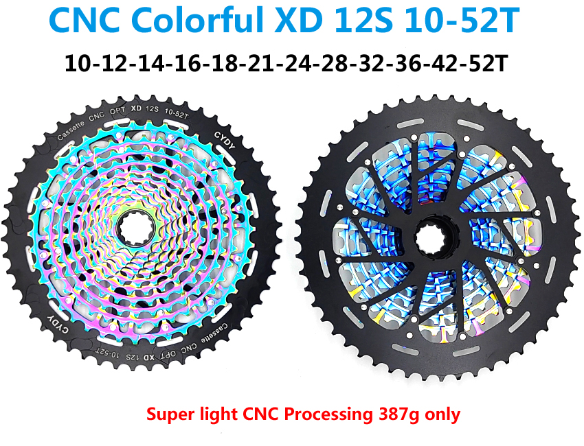 Cydy Bike Freewheel Cassette XD 12S 10-50T / 10-52T SRAM XD Cassette 12 vitesses Freewheel MTB BICYLE CNC CNC Super Light 371G