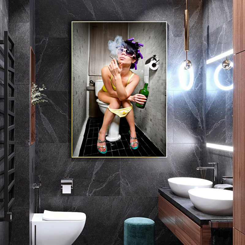 Modern Sexy Woman In Toilet Bathing Room Canvas Paintings Posters and Prints Wall Pictures for Living Room Wall Decor Cuadros