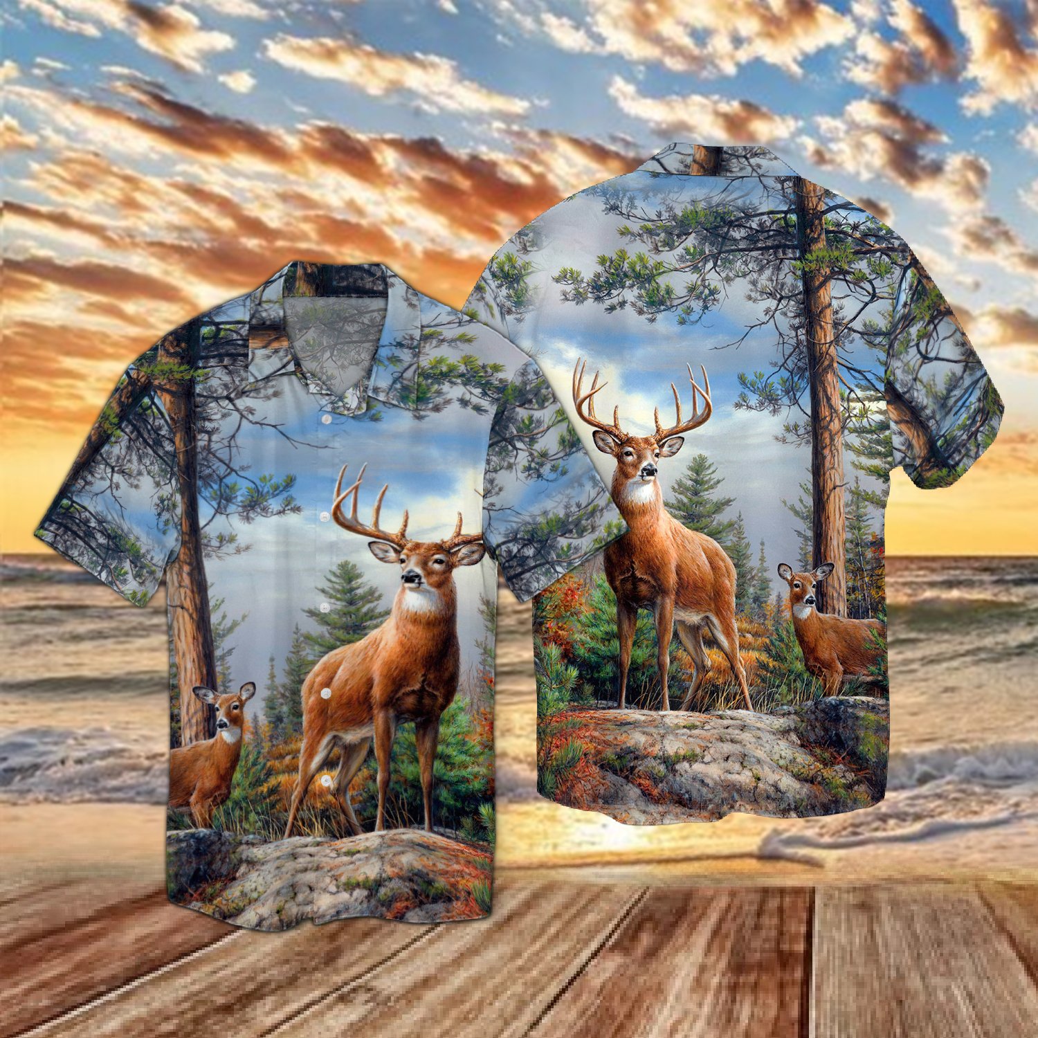 PLstar Cosmos 2022 Hot Summer Short sleeve Shirts Deer Hunting and Fishing 3D Printed Hawaii Shirt Mens Casual Beach Shirt CY-11