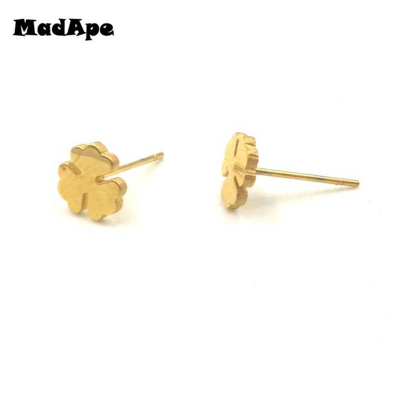 Colliers pendants Madape Hot Vente Classic Clover Boucles d'oreilles en acier inoxydable Gold Couleur Femmes Moucles d'oreilles SUR BOUCLES DOREILLES ARETES BIELLIR 240410