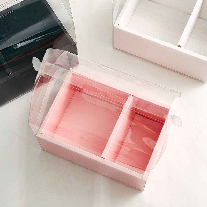 Transparent Flower Cake Box Presentlådor Förpackningslådor PVC Protoble Clear Plastic Box Folding Empty Box Creative 18.5*26*10.5cm
