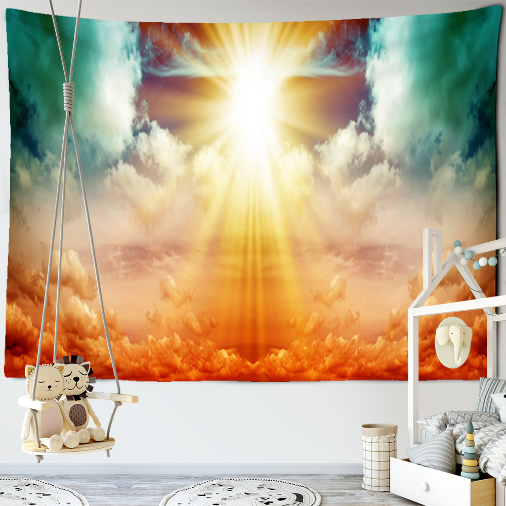 Rainbow Sunrise Tapestry Wall Hanging Bohemian Natural Landscape Painting Psychedelic Hippie Home Decor