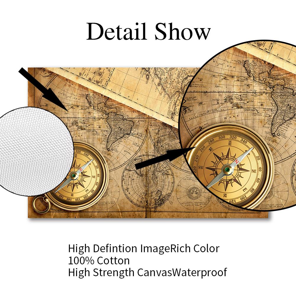 Vintage mapa świata obrazy na płótnie grafiki kompasu dzieła sztuki nordyckie plakaty ścienne zdjęcia dekoracje domu cuadros dekorativos