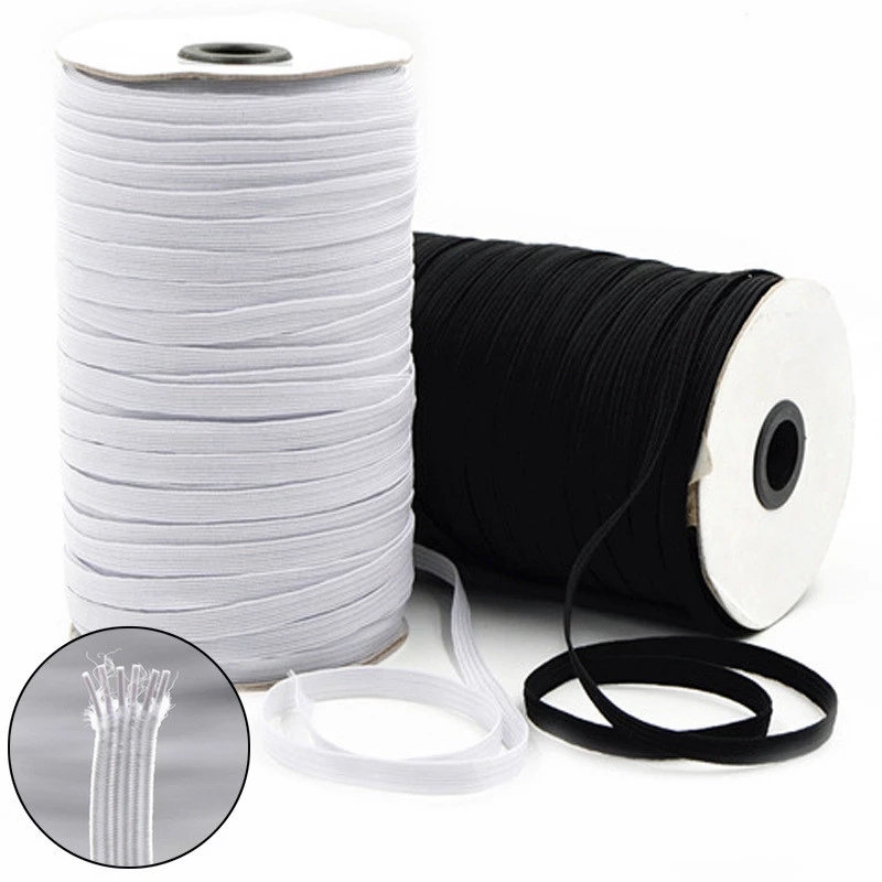 200 Yard/Roll 3/6/8/10mm White Black Elastic Sewing Elastic Band Fiat Rubber Band midjeband Stretch Rope Elastic Ribbon