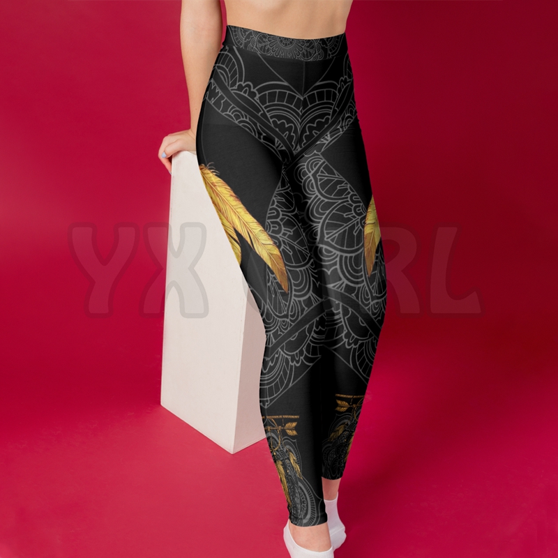 YX Girl Women's For Girl Tative Feather 3D Printed Leggingi Seksowne elastyczne żeńskie chude legginsy gotyckie joga legginsy