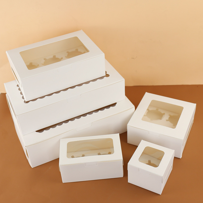 Kraft Paper Cake Box, Cupcake Packaging Box, Blue, Brown, 1/2/4/6/8/12 hål, bröllop, födelsedagsfest, grossist, 20 st