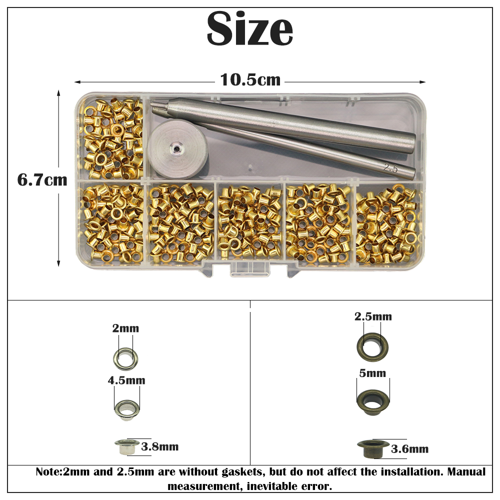 2/2.5mm Internal 4-Colors Tool sets Electroplating Of Copper Without Gasket Eyelets 304# Steel Tools Sets