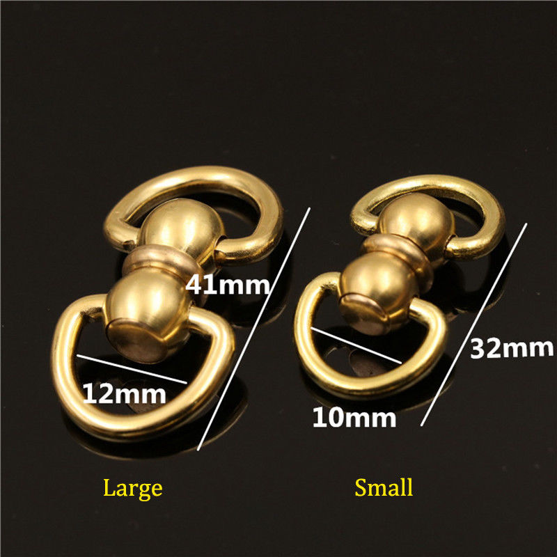 1 -stycke Solid mässing Swivel Eye Rotating Connector Double End D Ring för nyckelring Nyckelring Wallet FOB Clip Connecting