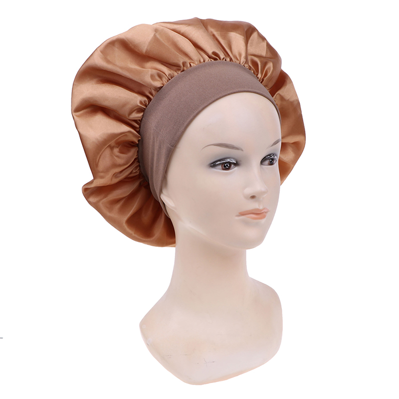 Grande double couche élastique en caoutchouc Night Night Sleep Sleatproof Shower Cap de douche Femmes Les cheveux protègent les cheveux des frisottis