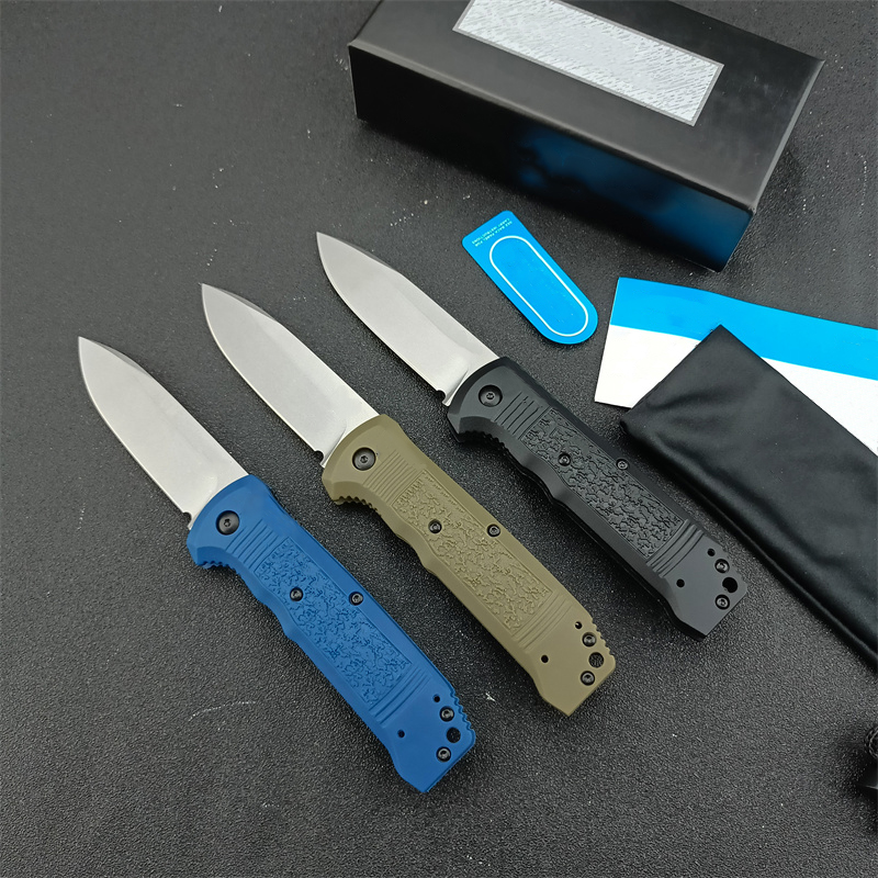 3 Modeller BM 4400 CASBAH Auto Pocket Knife Satin Drop Point Blade Textured Nylon Brazing Handtag EDC Självförsvar Auto Hunting Camping Knives 4850 3300 3400