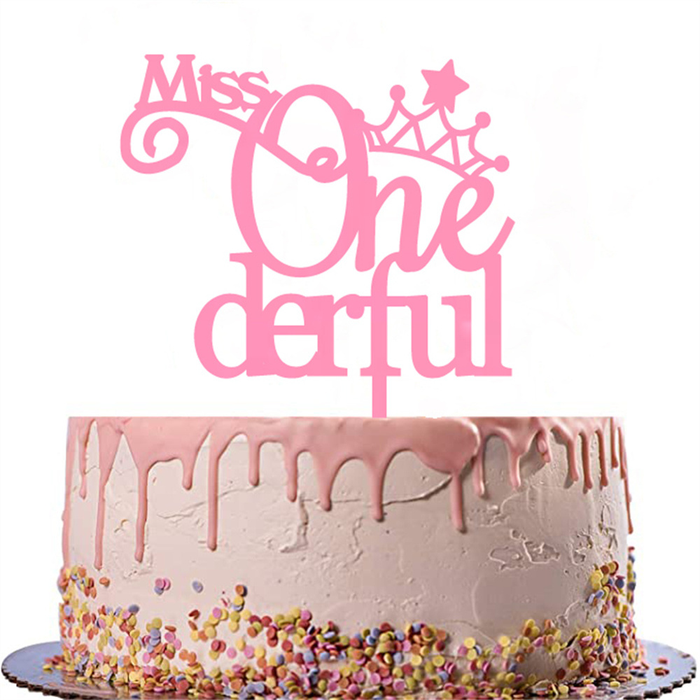 Fräulein Onederful Acryl Cake Toper Mirror Roségold Happy Birthday Party ein Derful Wood Girl erste Geburtstagsdekoration