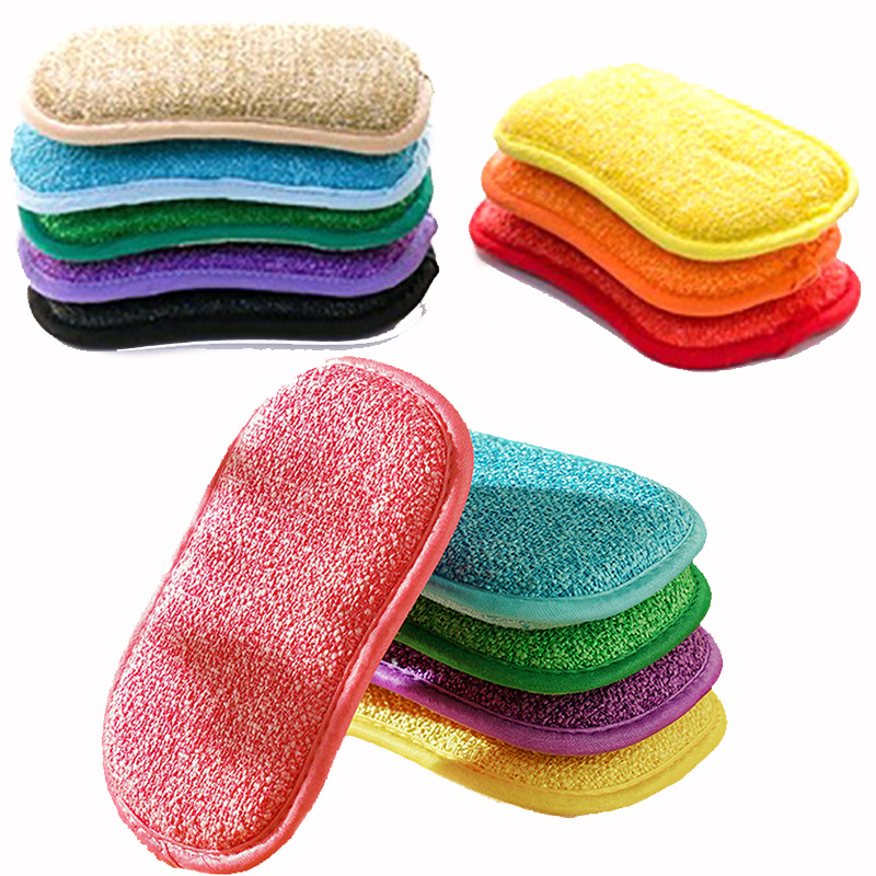 Kök rengöringskrubbning av svampar Återanvändbara Microfiber Scrubber Sponge Kök Hem Clean Clean Pan Pan Pan Pan Pan Pan Washer Sponge