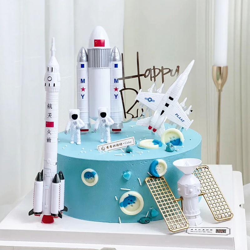 Décor de gâteau aérospatial décor astronaute gâteau topper mini modèle de navette spatiale pour l'espace anniversaire décorations de fête