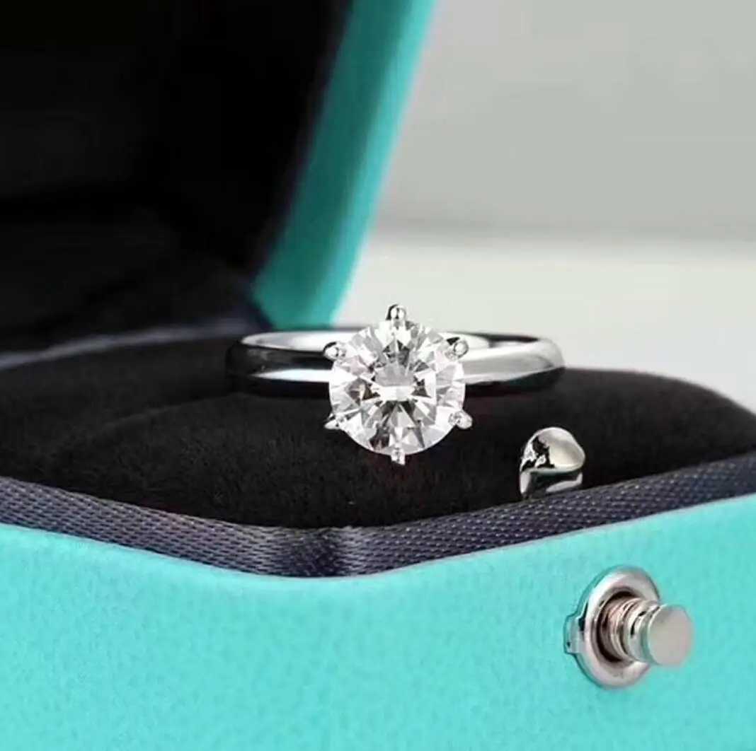 Band Rings 3ct 6 Prong V-shaped Classic Card Diamond Ring 925 Silver 18K White Gold Mosonite Ring Engagement Wedding Exquisite Jewelry J240410