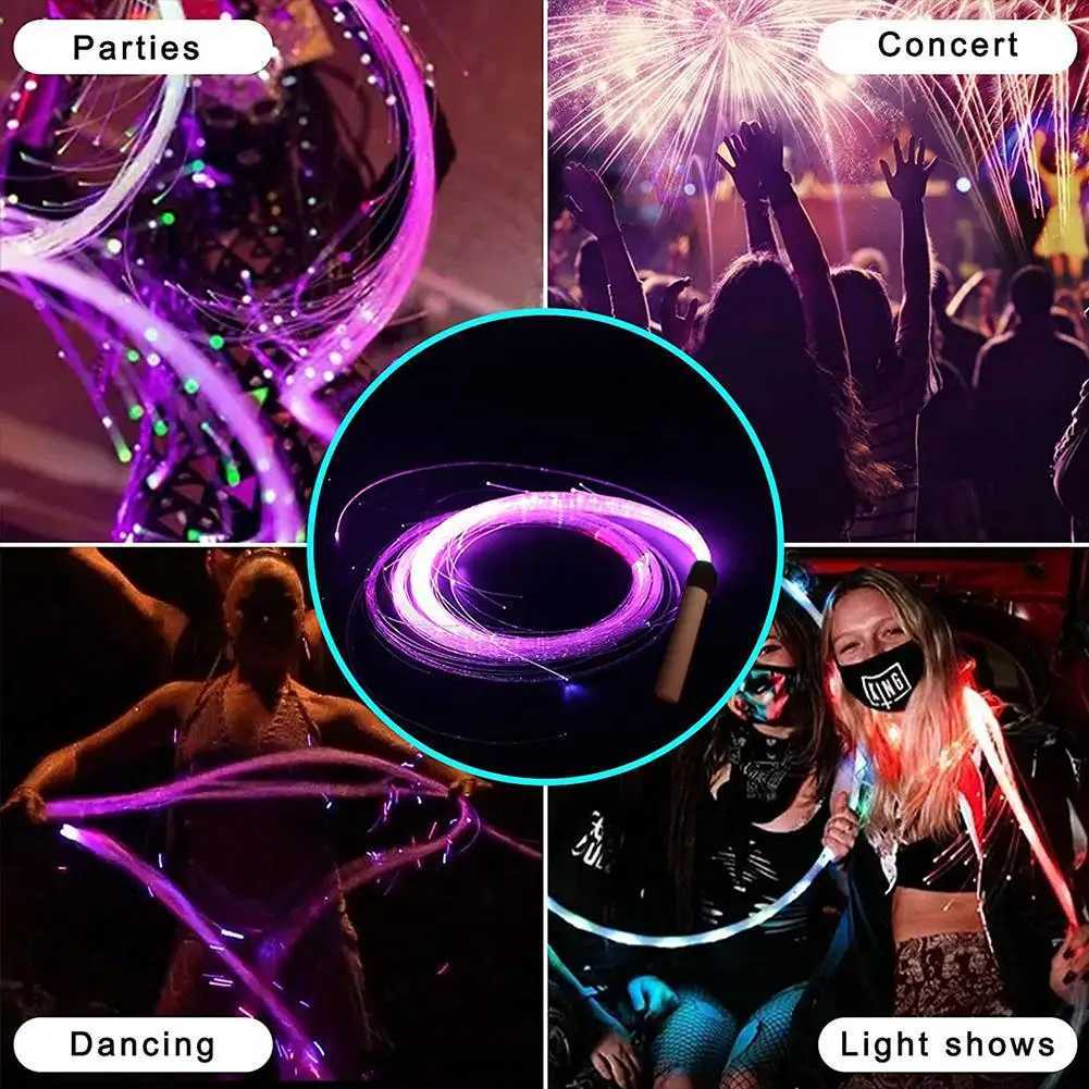 LED rave brinquedo de brinquedo LED de fibra óptica WHIP 360 SPORTE SUPER LIGHT UP UP RAVE Toy EDM Pixel Flow Lace Dance Festival Multi Color LED WHIP 240410