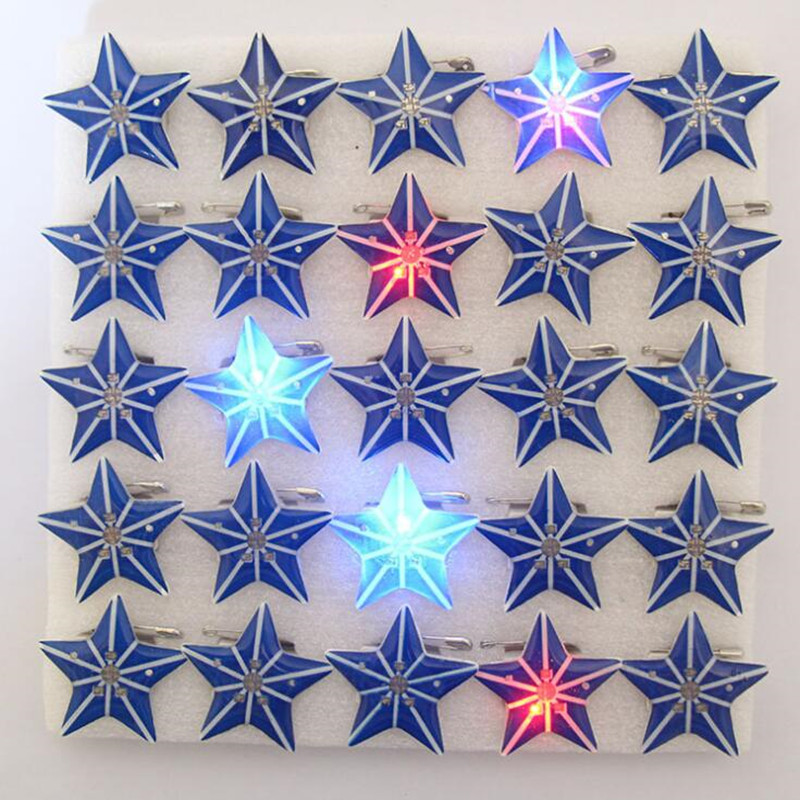 Star LED Flashing Brooch Pin Light Up Badge Glow Jewelry Gift Toys Party Cosplay Birthday Wedding Christmas navidad