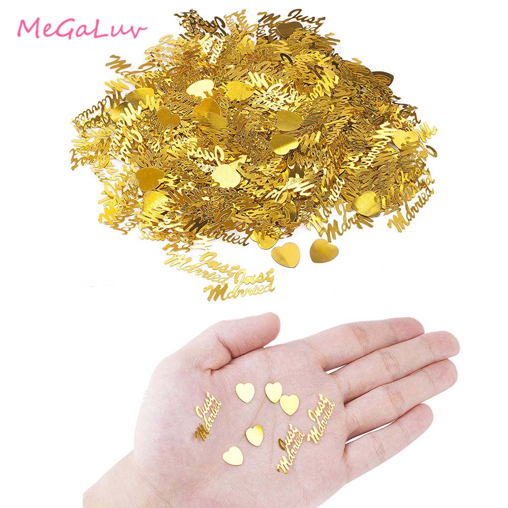 Bröllopsdekor Just gift Hearts Gold Silver Table Confetti Wedding Favors Scatters Anniversary Party Supplies Confetti