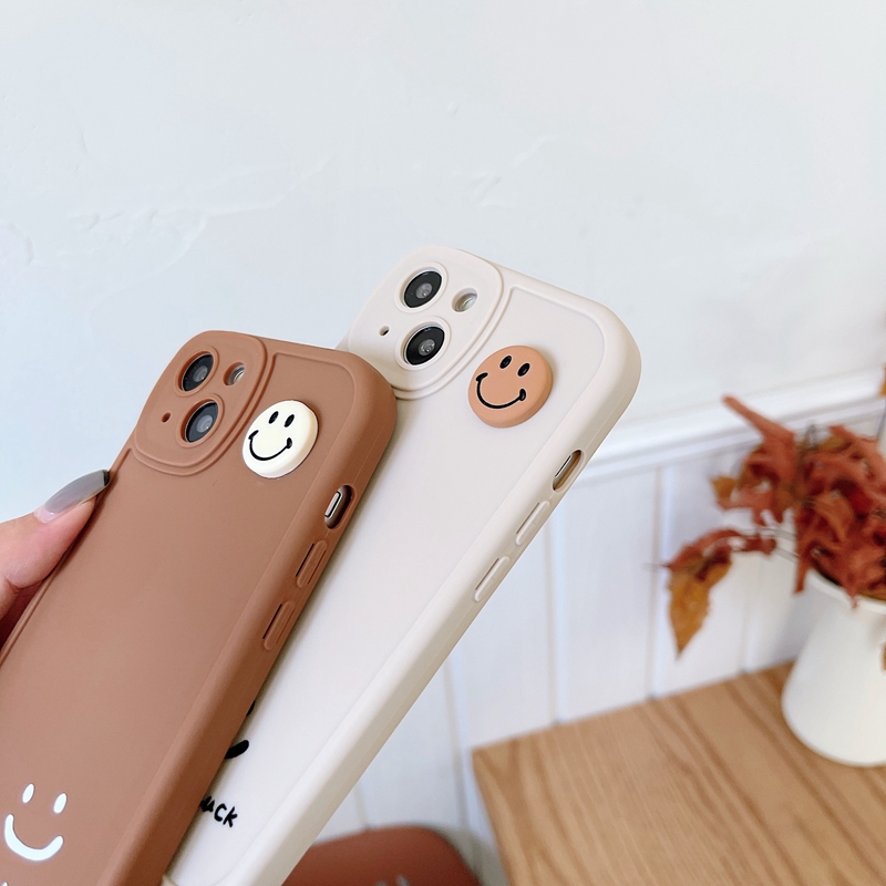 Étui de téléphone de couple mignon 3D Smiley pour iPhone 11 13 12 14 15 Pro Max xs xr x 14 plus bonne chance.