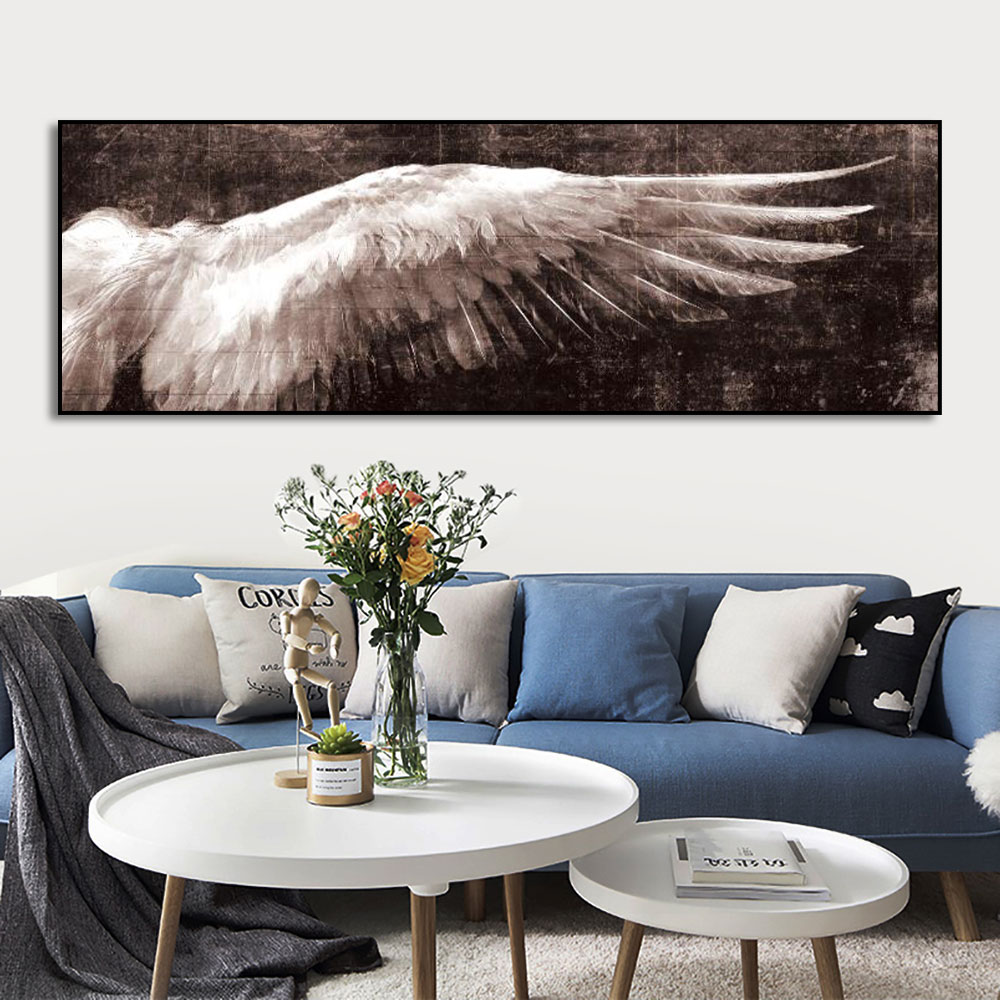 Nordyckie dekoracyjne skrzydła białego anioła Vintage Wall Art Canvas Paint Wing Poster i nadruk do salonu do sypialni