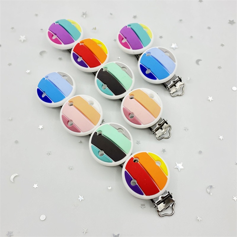 Baby Silicone Clips Rainbow Color Silicone Pacifier Clip Pacifier Chain Accessories Personalized Clip Baby Toys BPA Free