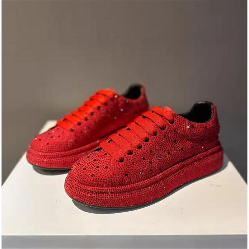 New Men Red Rhinestone Pattern All Match Brand Shoes Causal Flats Loafers Sports Walking Sneakers Zapatos Hombre for Male