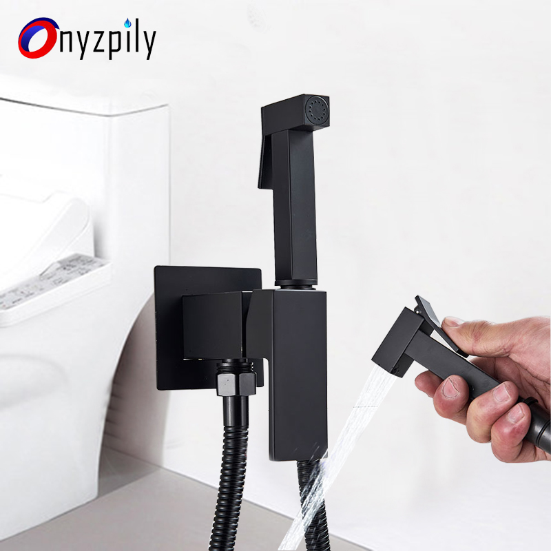 Onyzpily Bidet Wasserhahn Messing Duschheilmaschine Mixer kaltes heißes Wassermischer Crane Quadratschuhe Toilettensprühkopf