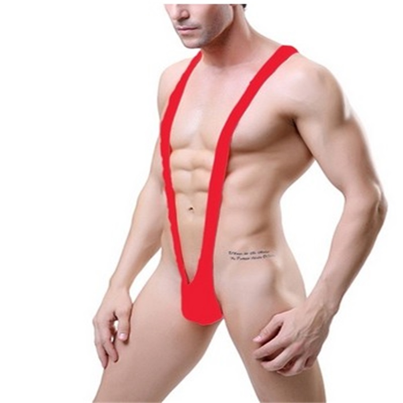 Sexy Panties Men's Erotic Lingerie Swimsuit Straps Borat Mankini One-Piece V Sling Stretch Singlet Bodysuit Underweat Stretch