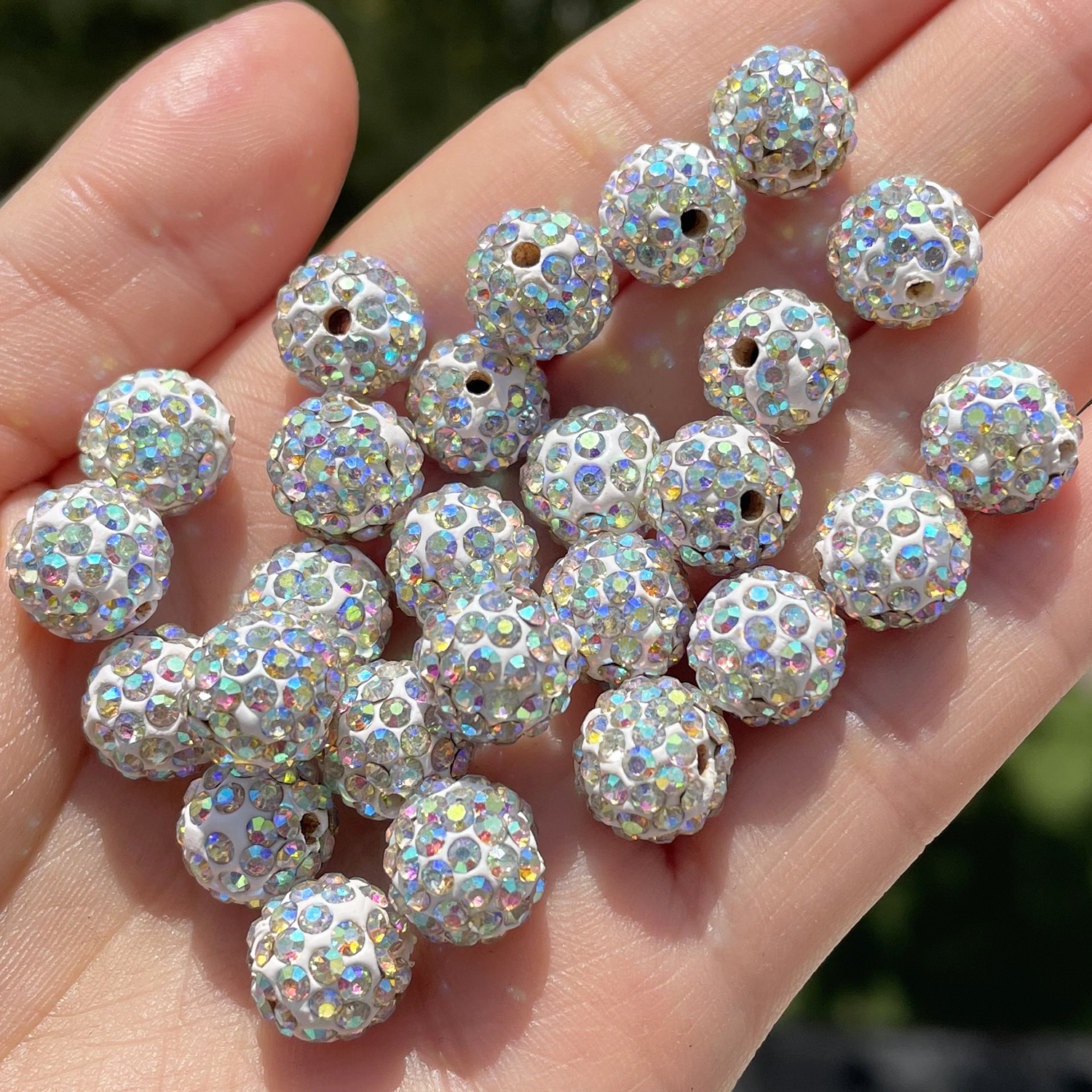 AB White Rhinestones Crystal Beads Disco Ball Bracelet Charms Beads for Wholesale Handmade Craft Jewelry Making DIY