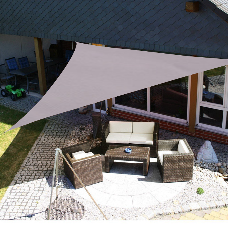 Khaki Waterproof Sunshade Sail Swimming Pool Rainproof Shading Cloth Triangular Garden Patio Outdoor Awning Car Sun Shade Sail