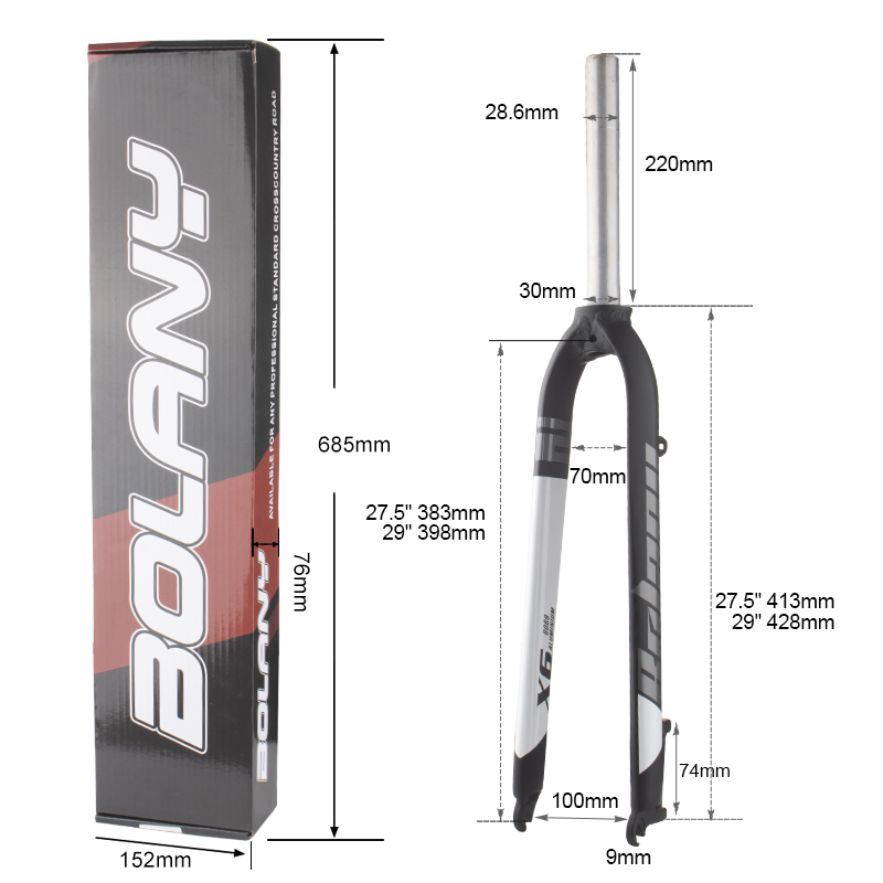 Bolany X6 Matte Rigid Fork Fit 26 / 27,5 / 29 pouces en aluminium en alliage de montagne