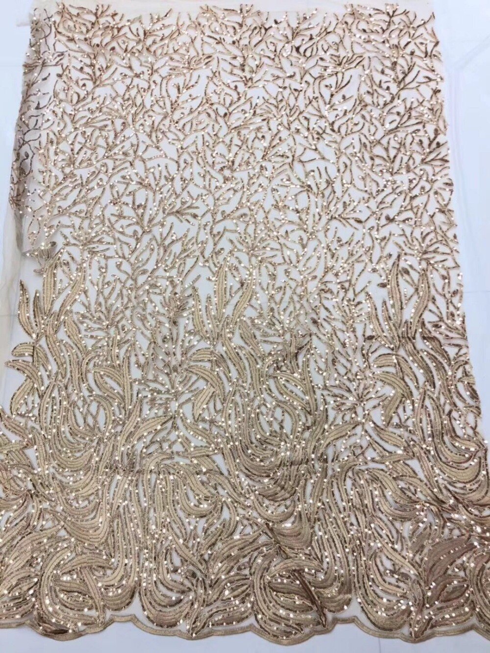 2023 Sequin Lace Fabric Mesh Gold Color Séquence de broderie africaine Party français nigérian Dernière vente chaude de tulle de haute qualité